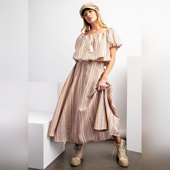 ⭐ Easel Boho Stripe Maxi Skirt, Summer Skirt - Picture 2 of 7